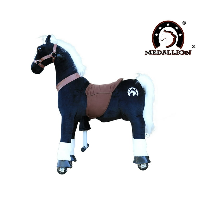 Medallion My Pony Ride On Horse Medium Size Black Knight for Children 5 12 Years Old