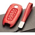 thumbnail image 4 of Vitodeco Genuine Leather Smart Key Fob Case Compatible with Nissan Sentra, Versa, Rogue, Pathfinder, Murano, Kicks, Ariya, Armada (5-Button, Red), 4 of 5