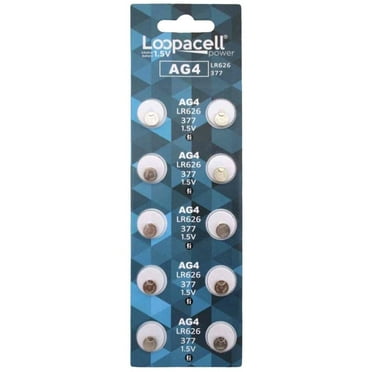 LOOPACELL AG4 LR626 377 SR66 1.5V Alkaline Button Cell Watch Batteries 10 Pack