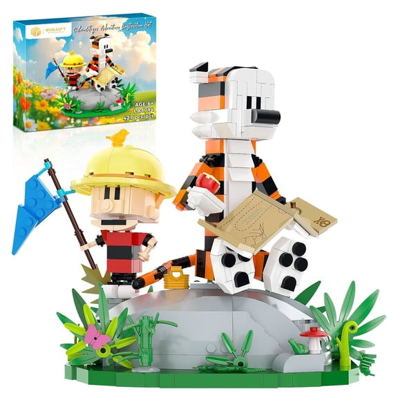 Calvin and Hobbes Adventure Building Blocks Set (427 PCS) – LEGO Compatible, Explorer Theme Toy | Collectible Decor Gift for Fans & Kids 8 