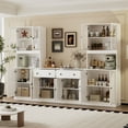 thumbnail image 4 of RichYa 4Pcs Kitchen Pantry Storage Cabinet Set,Modular Furniture Cabinets with Display Glass Doors,Hutch Buffet Cabinet with Drawers & Countertop for Dining Room,White, 4 of 9
