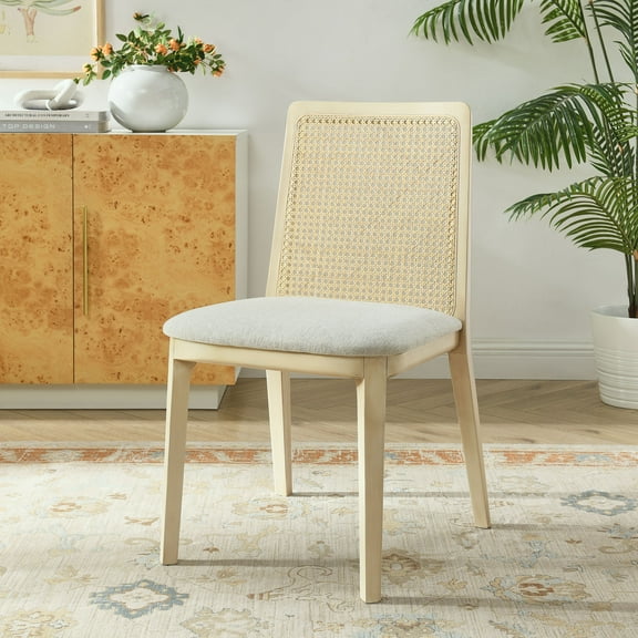 Monarch Dining Side Chair in Antique White Natural Heathered Weave Ivory
