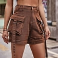 thumbnail image 6 of YYDGH Cargo Shorts for Women Combat Jeans Summer Denim Cargo Shorts with Pockets Brown S, 6 of 7