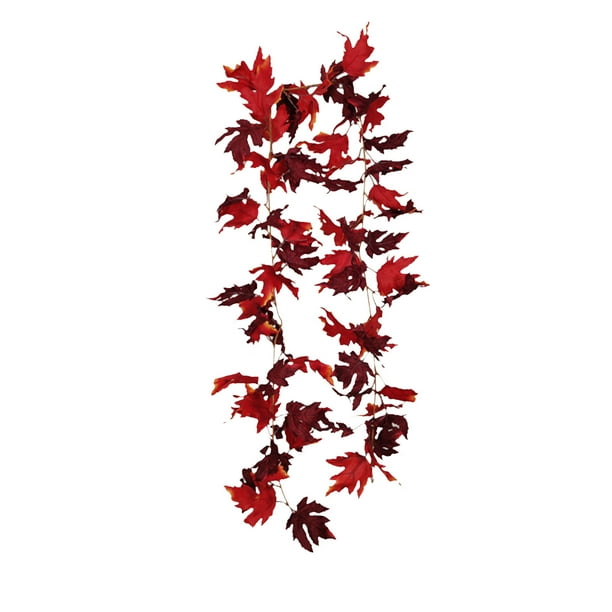 Fiudx Guirnalda de Hojas de Arce para Halloween, Diseño de Simulación Negra, Detalles de Calabaza y Bayas, Perfecta para Acción de Gracias, Fiestas, Decoración Del Hogar o Hotel, 175 Cm de Largo, Mat