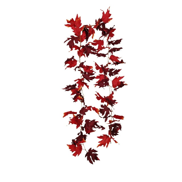 Fiudx Guirnalda de Hojas de Arce para Halloween, Diseño de Simulación Negra, Detalles de Calabaza y Bayas, Perfecta para Acción de Gracias, Fiestas, Decoración Del Hogar o Hotel, 175 Cm de Largo, Mat