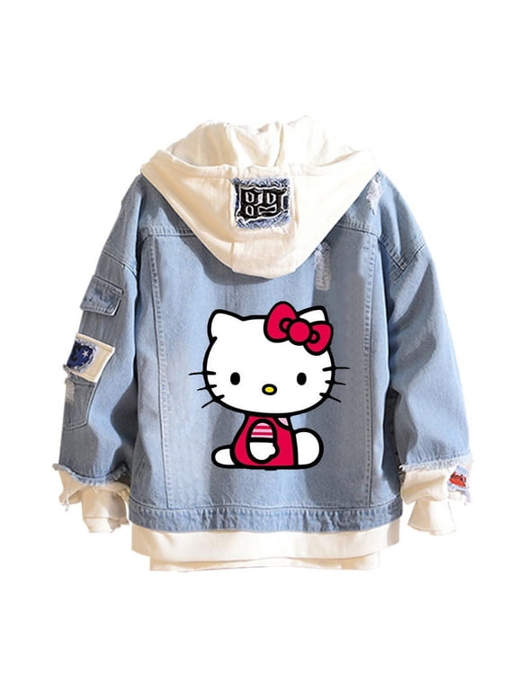 Women and men Cowboy Jacket Hello Kitty Hoodie Spring and Autumn KT Cat Top