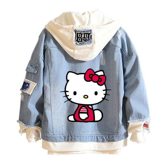 Women and men Cowboy Jacket Hello Kitty Hoodie Spring and Autumn KT Cat Sweet Top FJH