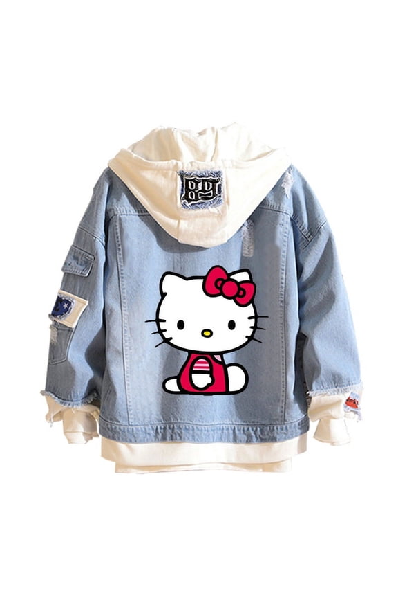 Women and men Cowboy Jacket Hello Kitty Hoodie Spring and Autumn KT Cat Top