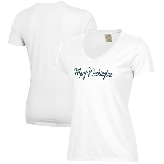 Women's  White University of Mary Washington Eagles Script Logo Comfort Wash V-Neck T-Shirt