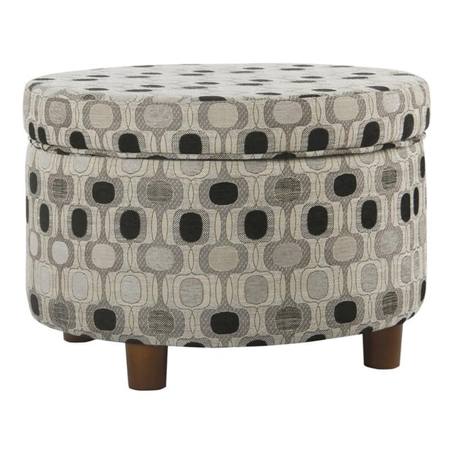 HomePop Pouf de Rangement Rond Transitionnel en Bois et Tissu, Multicolore