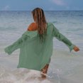thumbnail image 4 of Bikini Swimwear Cover Up, Soft Swimsuit Cover Up Shirt Sun Protection Polyester Fiber Turn Down Collar  For Beach Light Green Free Size, 4 of 6