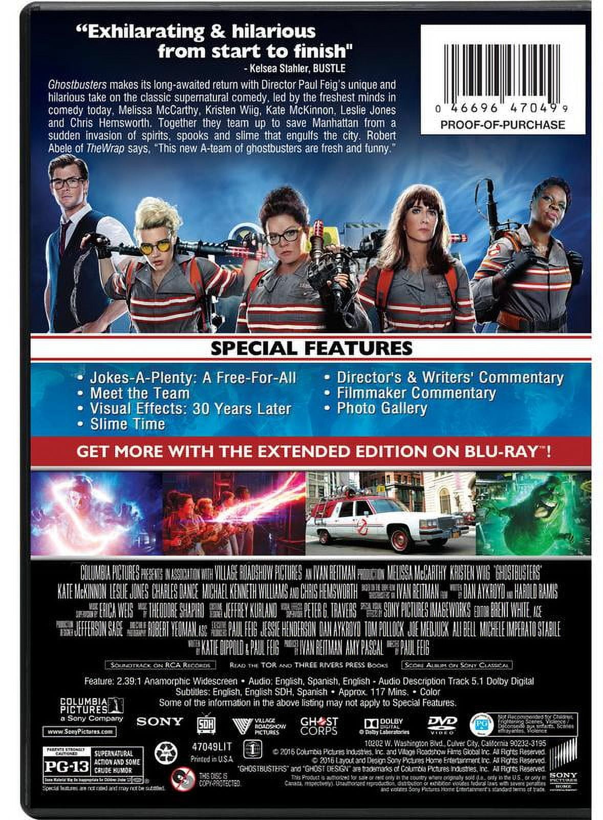 Sony Pictures Ghostbusters 2016 DVD - Action Video Movie PG-13 - Walmart  Business Supplies, image size:1178x1600