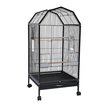 39.9'' Bird Cage Large Cockatiel Parakeet Finch Rolling Canary Cage W/ Stand