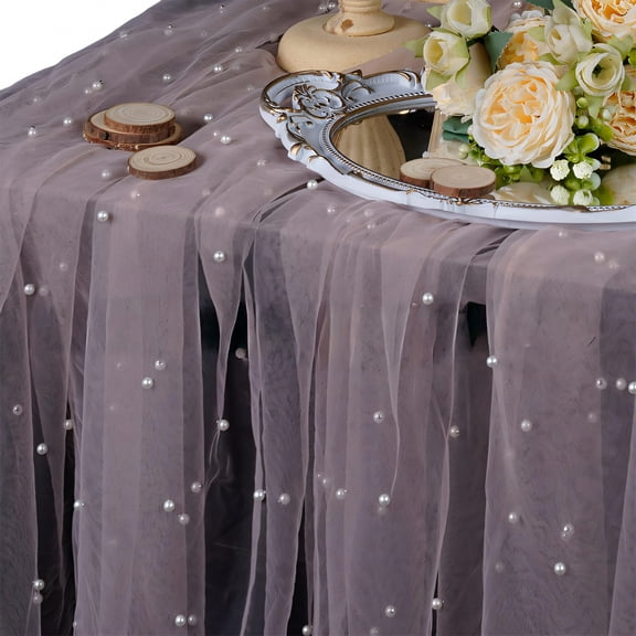 AUQ Summer Table Runner,Featherlight Airy Lace Table Runner,Polyester Fabric Summer Table Runner,Pink