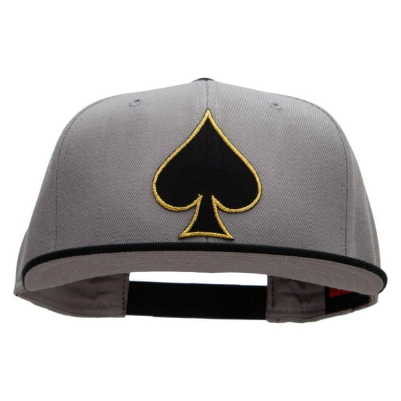 Black Spades Patched Wool Blend Pro Style 2 Tone Snapback - Black Grey OSFM