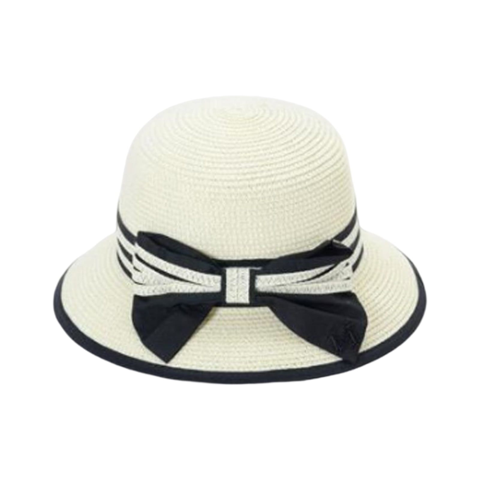 SPRING PARK Ladies Sun Hat,Contrast Color Brim Summer Hat,Beach Cap for  Womens,Bow Decor Bowknot Straw Beach Fisherman Hat 
