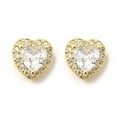 thumbnail image 2 of Clear Cubic Zirconia Heart Stud Earrings Long-Lasting Plated Brass Jewelry for Women Cadmium Free & Lead Free Real 18K Gold Plated 8x8mm Pin: 1mm, 2 of 5