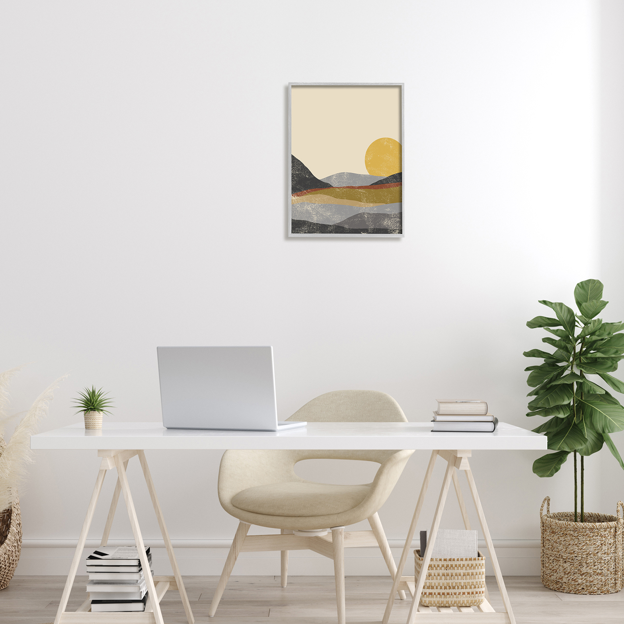 Stupell Industries Sunrise Cliffs Modern Blocked Landscape Grunge Pattern,16 x 20, Design by Sn Ball