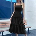 thumbnail image 6 of Summer Vacation Dresses For Women Fashion Casual Solid Color Suspender Sundresses Tank Dresses — Black∣XL, 6 of 7