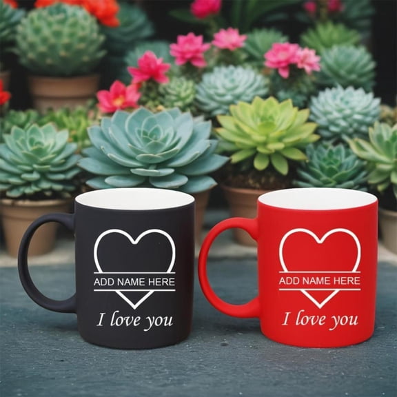 2pcs Personalized Love Name Mug Set 11oz 320ml Ceramic Milk Cup Black Tea Cup Coffee Cup Holiday Couples Fun Gifts Christmas New Year Valentine s Day Family Reunion Couple Present