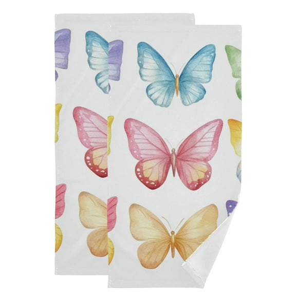 Little Butterflies Colorful Hand Towel Absorbent Bath Towels for Bathroom Sports Gym 28" x 14" Set of 2