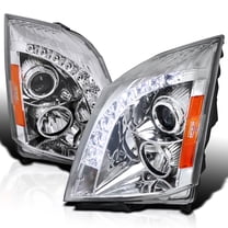 Spec-D Tuning SMD LED Chrome Housing Clear Lens Projector Headlights Compatible with 2008-2014 Cadillac CTS Left   Right Pair Headlamps Assembly