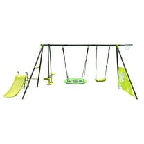440lbs Durable Swing Sets For Backyard Metal Swing Frame Function Swingset With 31.5in Net Swing Play Equipment For Indoor Outdoor Gifts For Kids Aged 3 ,Easy Installation
