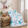 thumbnail image 4 of Blue Throw Blanket, Artistic Beach Starfish Decor Blue White Travel Blanket, Cozy Microfiber Warm Flannel Blankets and Throws for Couch Sofa Bedding Living Room 60x80 Inches, 4 of 5