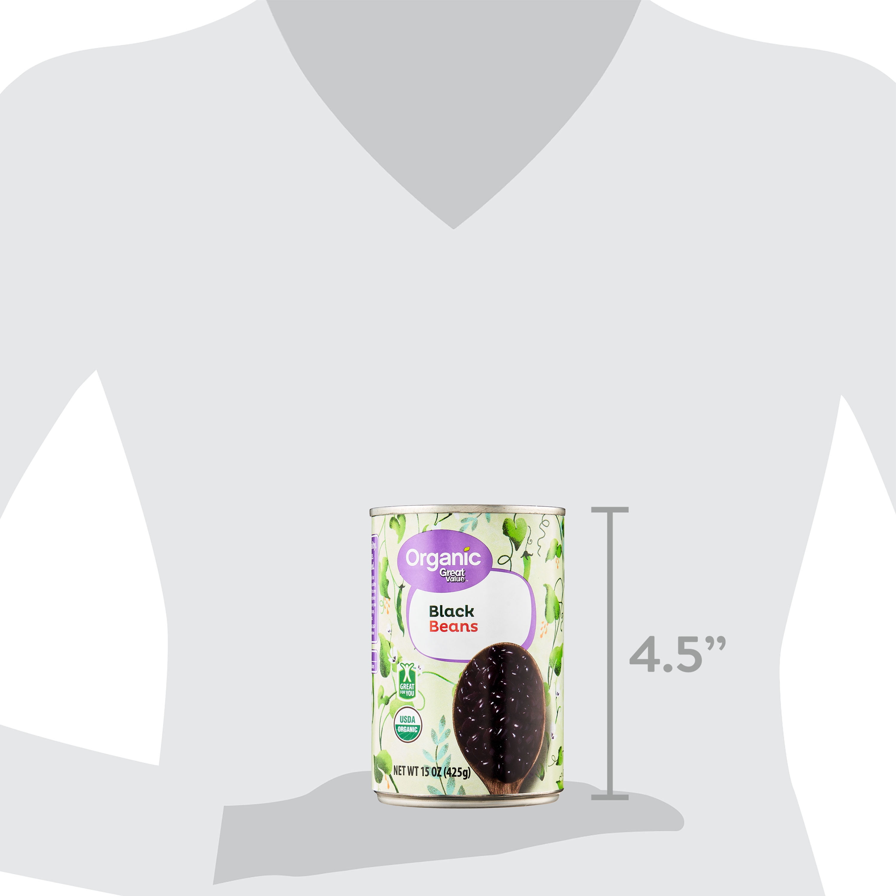 Great Value Organic Black Beans, Canned, 15 oz