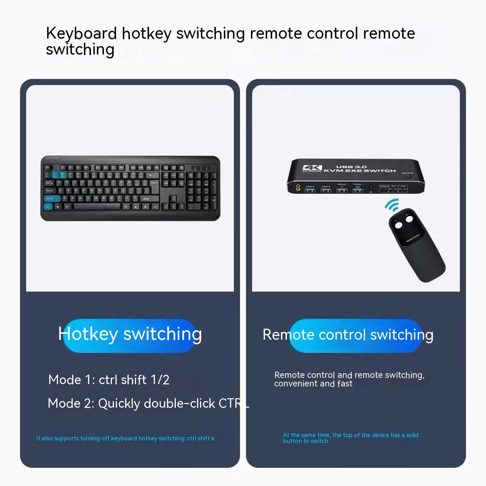 HDMI KVM Switch Dual Screen 2 Monitors 2 Computers 2 in 2 Out,4K@60Hz USB KVM HDMI Switches with Audio HDMI2.0 Ports + 4X USB3.0,Supports 4K 60Hz,1080P 144HZ,RGB 4:4:4,3D,HDR,HDCP,Hotkey,Darkish
