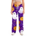thumbnail image 4 of Fabrcox Halloween Women Pajama Pants Funny Ghost Pumpkin Spider Web Women Sleep Pants Fall Winter Festival Comfy Womens Lounge Pants Purple M, 4 of 6