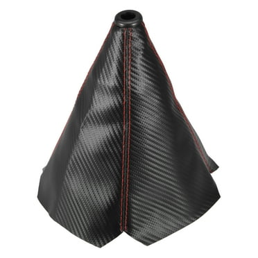 Unique Bargains Faux Leather Gear Shifter Knob Cover Car Dust Boot 1.4cm/0.55" Carbon Fiber Pattern Black Red