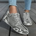 thumbnail image 2 of Sparkly Sequin Metallic Barefoot High Top Fashion Sneakers Combat Boots for Women Men Glitter Hiking Walking Flat Ankle Booties, 2 of 6