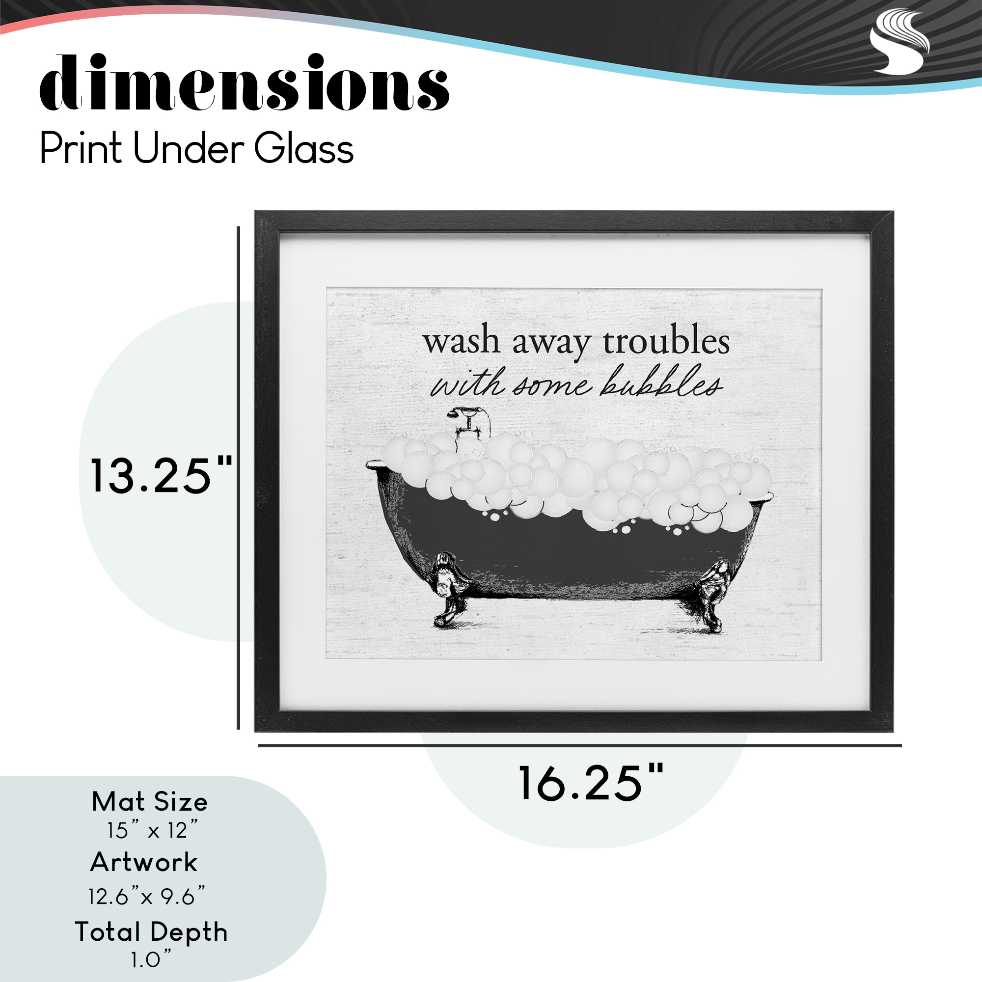 Uplifting Bubble Bath Rhyme Black Framed Print Under Glass, design by Lettered and Lined