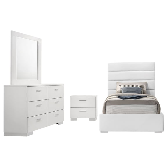 Felicity 4-piece Twin Bedroom Set White High Gloss