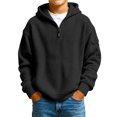 thumbnail image 2 of Hoodies for Boys Quarter Zip Waffle Knit Pullover Hooded Sweatshirt Tops Fall Winter Casual Sweatshirts Back to School Clothes 3-14 Years, 2 of 6