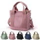 thumbnail image 1 of Bolso de mano para mujer, bolso de lona de gran capacidad con múltiples bolsillos y cremallera, bolso bandolera para mujer, estilo nicho, rosa, 1 of 7