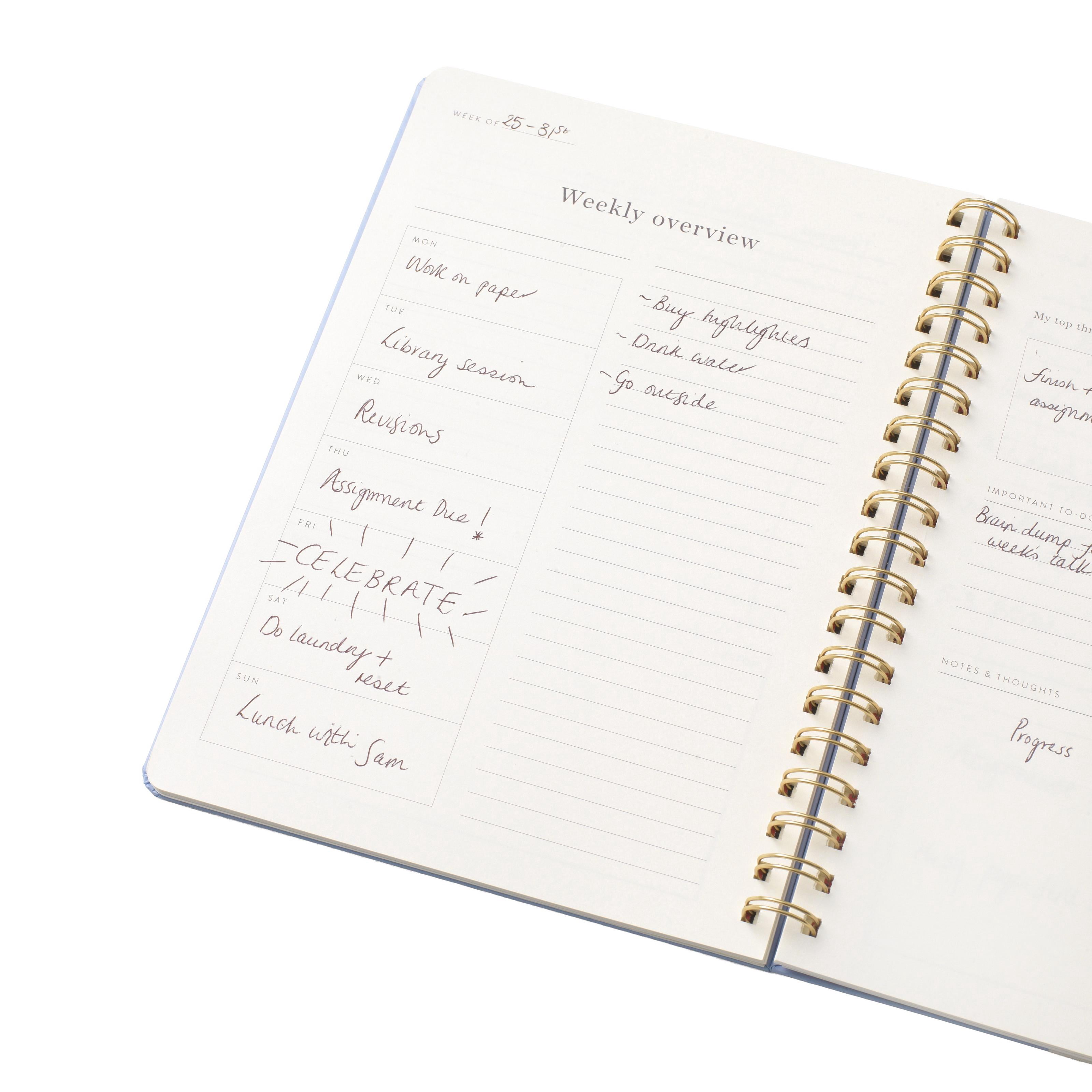 Papier To Go Undated Productivity Planner, Spiral B5,  7.1 x 10", Plans in Script, Purple