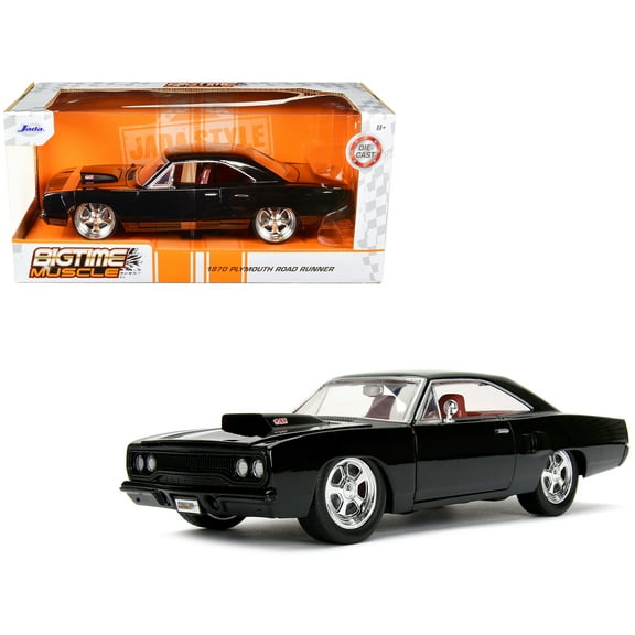 1970 Plymouth Road Runner 440 Black with Red Interior "Bigtime Muscle" Series 1/24 Diecast Model Car by Jada