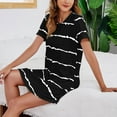 thumbnail image 4 of Daboom Women's Nightgown Striped T-shirt Round Neck Pajamas Plus Size Loungewear, 4 of 5