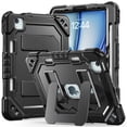 thumbnail image 3 of Case for iPad Air 11 inch (M4 2026/M3 2025/M2 2024), Military Grade Shockproof Cases with Pencil Holder Shoulder Strap Screen Protector, Black, 3 of 8