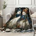thumbnail image 3 of Christmas Snowman Throw Blanket, Winter Xmas Snowman in Snowy Forest Cozy Fuzzy Flannel Blankets and Throws, Snowflake Christmas Couch Sofa Bed Camping Travel Picnic Outdoor Blanket,60X80IN, 3 of 5