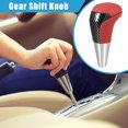 thumbnail image 2 of Unique Bargains Automatic Transmission Gear Shift Knob Carbon Fiber Pattern for Toyota Yaris R Punched Faux Leather Red, 2 of 6