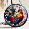 thumbnail image 4 of Rooster Acrylic Window Hangings, 7.87 Inch Rooster Sun Catcher Stained Glass Window Panels for Home Garden Ornament, 4 of 5