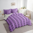 thumbnail image 3 of Manfei Teens Buffalo Plaid Bedding Comforter Set 7pcs, Fashion Purple Square Checkered Queen Bedding Sets, Art Abstract Ombre Reversible Queen Sheet Sets, Microfiber Bedroom Decor, 3 of 7