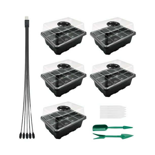 Bandejas para sembrar semillas, minikits de germinación para invernaderos, para germinación de plantas. Negro