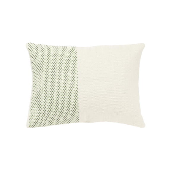 Rizzy Home Natural / Green 14"X20" Color Block Stripe Woven Poly Filled Throw Pillow