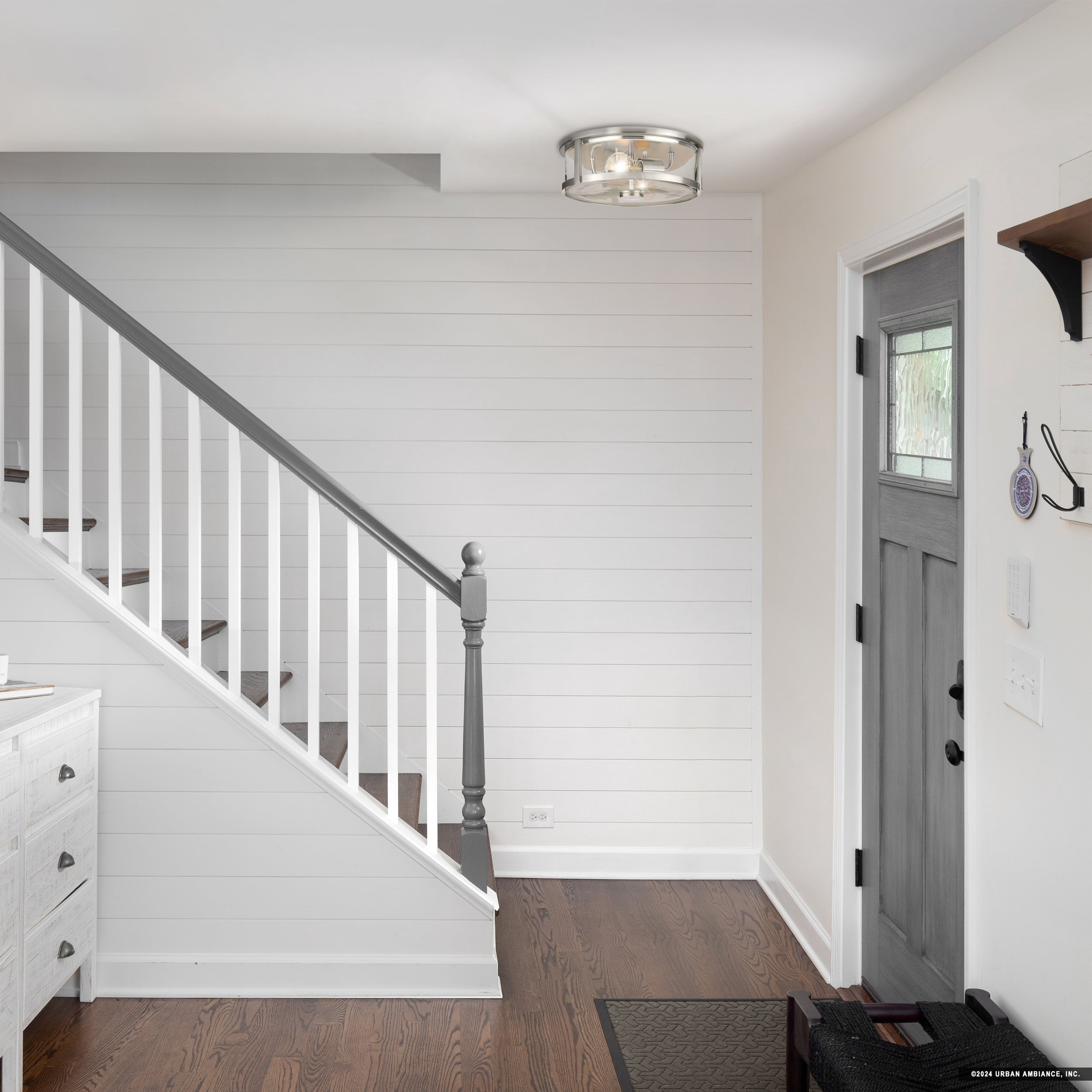 Luxury Modern Farmhouse Ceiling Light, Brushed Nickel, UHP4594