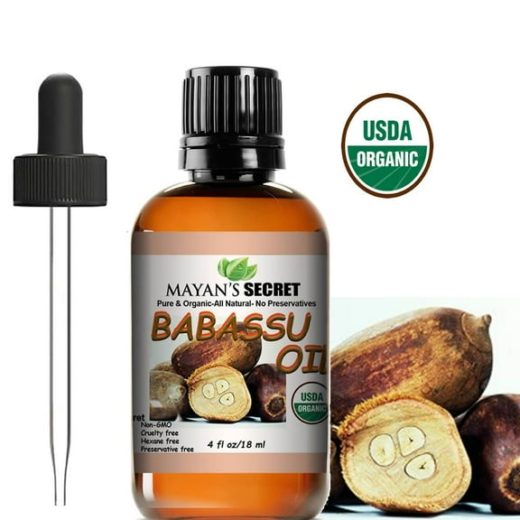 Mayan's Secret Organic Babassu Oil for Hair Care with Glass Dropper, Safe to Ingest - Natural, USDA Certified - 4oz