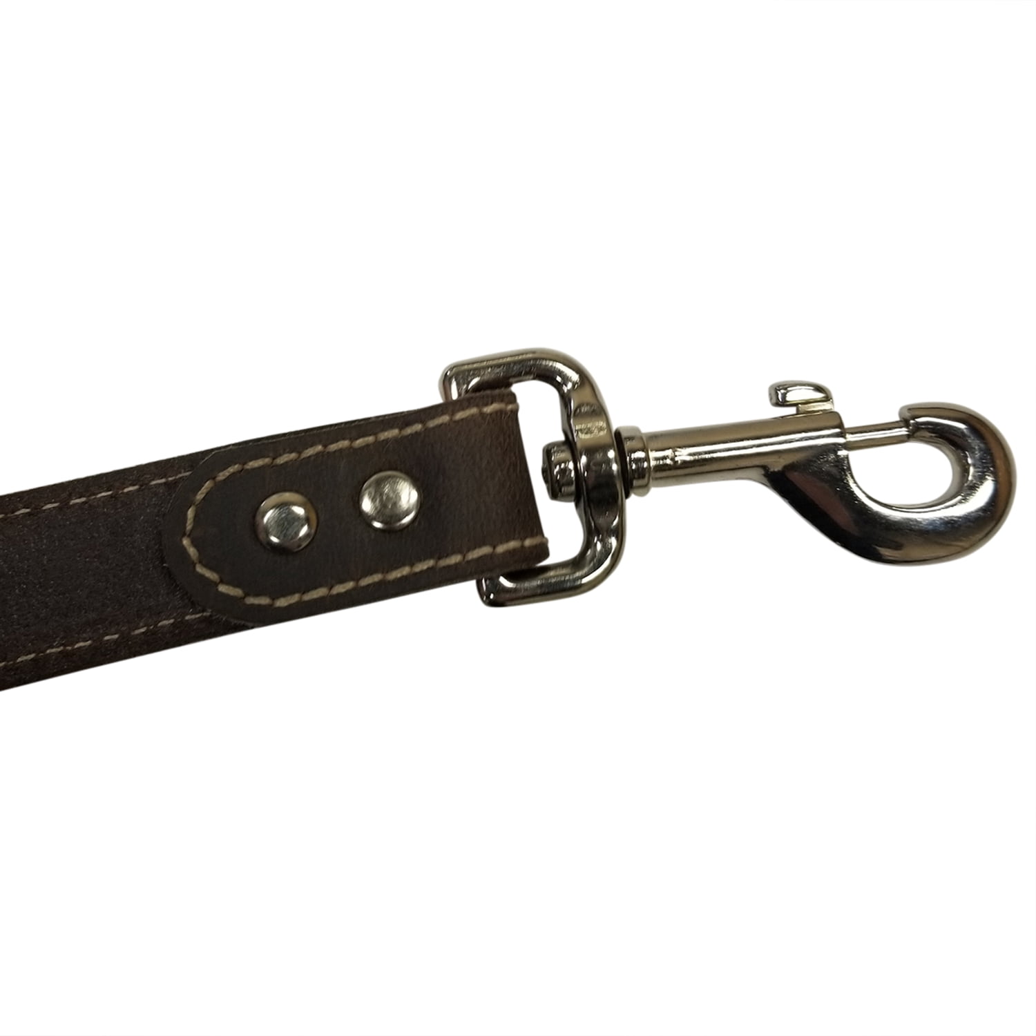 6 Foot Brown Leather Dog Leash - 1" wide